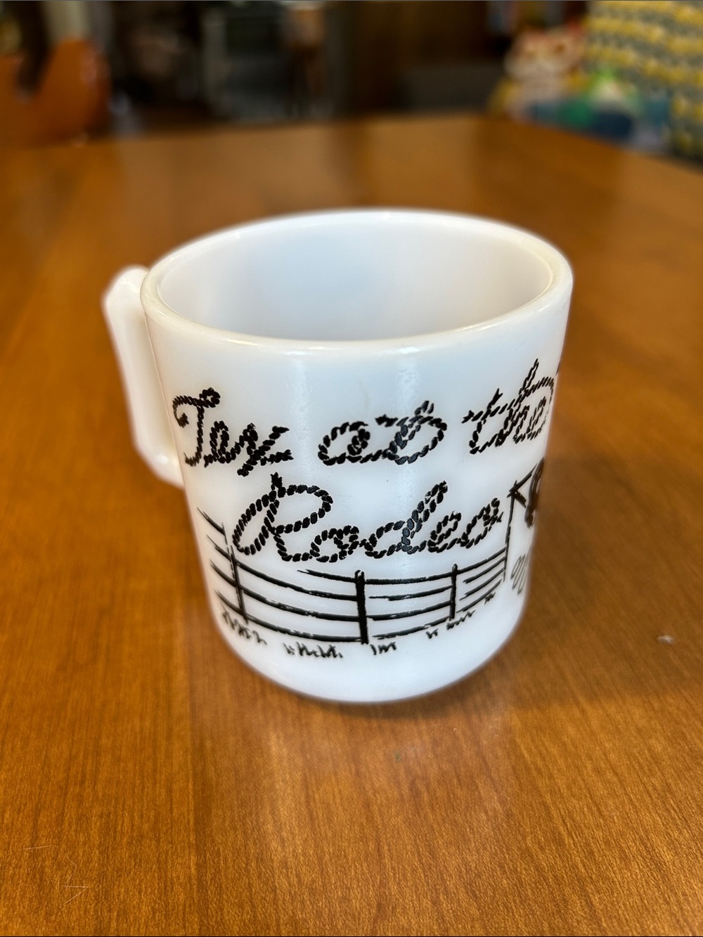 Anchor Hocking White Ceramic Rodeo Mug -